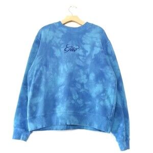 I.AM.GIA Taja Sweater French Terry Crew Neck Pullover Sweatshirt Blue Tie Dye XS